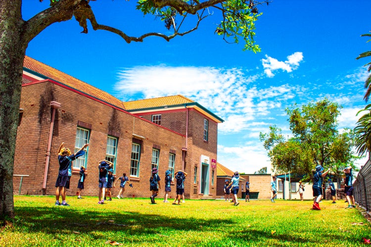 Students participating in PE.