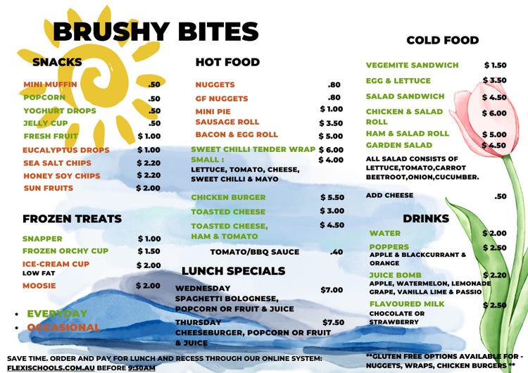Canteen Menu